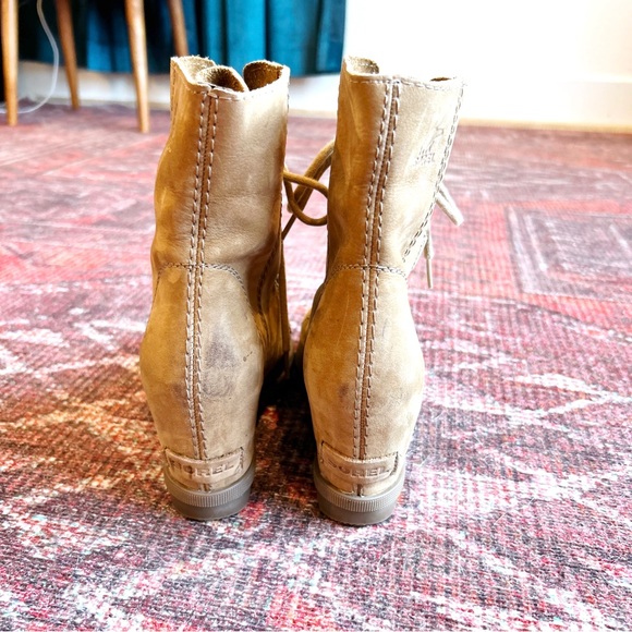 ✨Sorel Women's Joan Of Arctic Wedge Ash Brown Ankle-High Leather Rain Boot - Picture 4 of 11